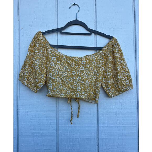 NWT Roxy Flirty Walk Crop Top, Off the Shoulder,‎ Puffed Short Sleeves, sz M - Picture 4 of 8